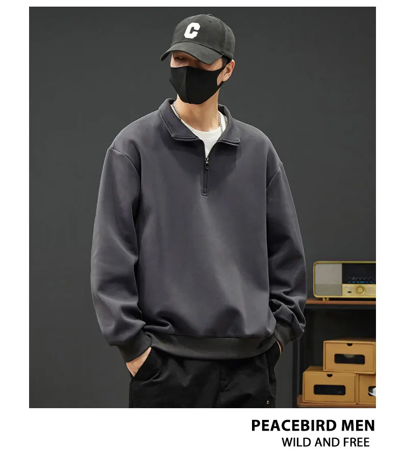 2026 Spring New Men's Large Size Sweatshirt Half Zip Designer Pullover Male Turtleneck Long Sleeve Big Plus 8XL Loose Sport Top
