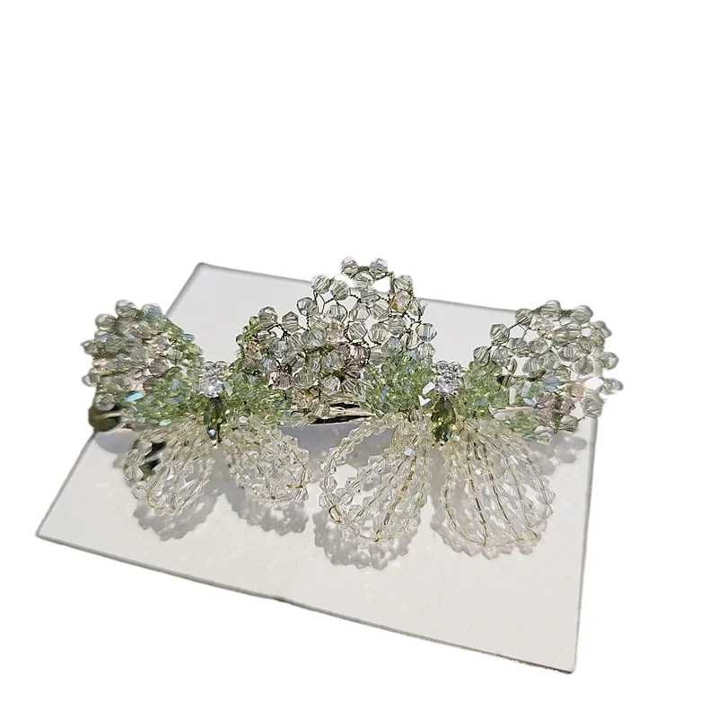 優しく明るい手編みの徐々に変化する蝶の高級横クリップ ハーフヘアピン プレートヘアピン