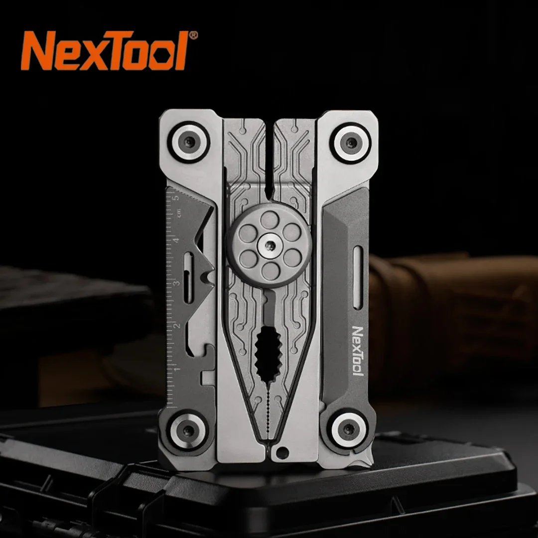 Nextool-herramienta EDC de hoja plateada 14 en 1, multiherramienta portátil, alicates multifunción, destornillador, llave, alicates, cuchillo con bolsa de cuero