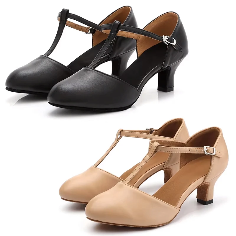 

Женские танцевальные туфли с Т-образным ремешком, танцевальные туфли на нескользящей замшевой подошве