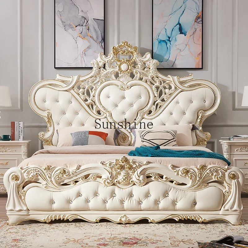 European luxury simple double bed master bedroom luxury princess bed  FT