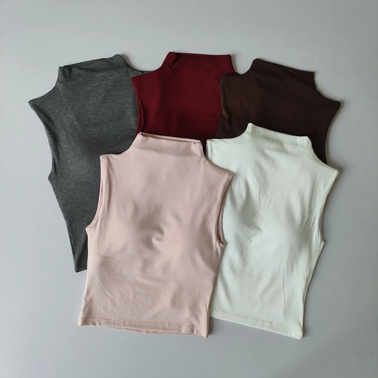 Women's Half Turtleneck Sleeveless Yoga Wear High Elastic Sports Vest Fitness Pilates Gym Training Top Base Layer Outer Wear