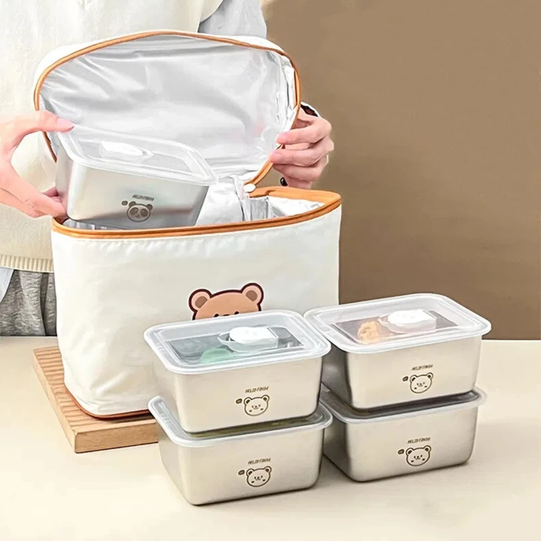 

Portable Sealed Lunch Box For Kids Student Stackable 304 Stainless Steel Food Container Reusable Fridge Fruit Fresh-keeping Box