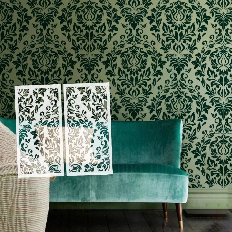 50cm - 90cm Stencil For Painting Wall Plaster Decor Template Furniture Makers Decors To Damask Incricate Rococo Baroque S569