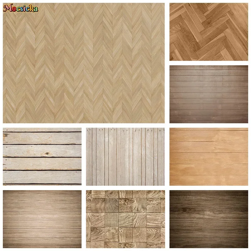 Mocsicka Wooden Board Photography Background Happy Birthday Textured Backdrop Adult Kids Portrait Horizontal Board Studio Props