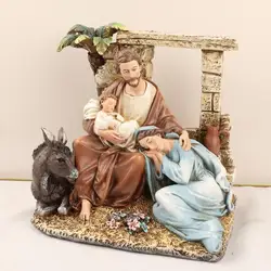 17cmH Christmas Figurines Decorations Holy Family Statue Figurines Holiday Sculpture Tabletop Scenes Festival Gift Home Decor