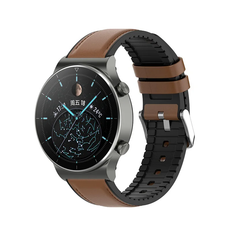 

【Купить сейчас】2X кожаный ремешок для часов для Huawei Watch GT2 Pro браслет 22 мм браслет для Huawei WATCH Gt 2 Pro коричневый