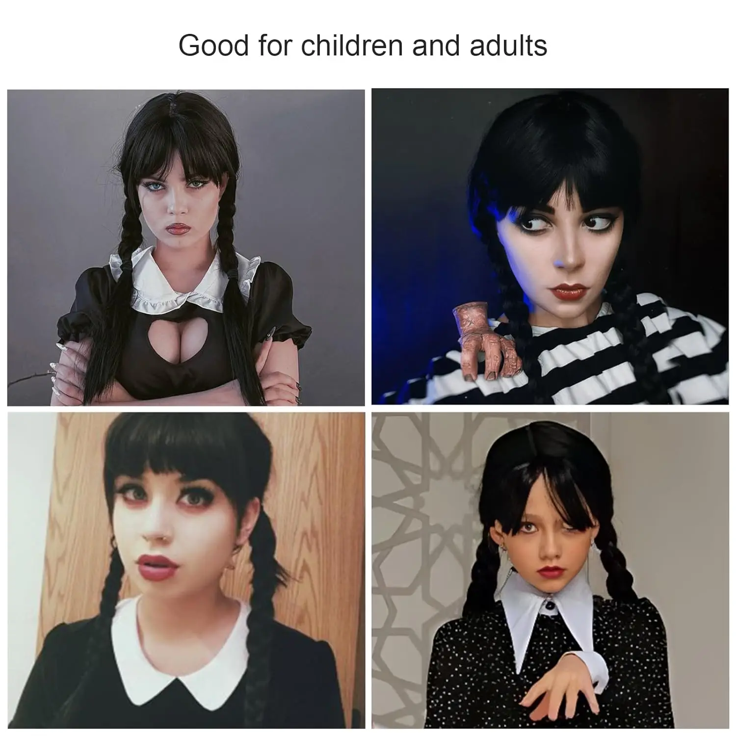 HAnime alloween الباروكات الأربعاء شعر مستعار تأثيري للفتيات اكسسوارات شعر مستعار جديلة لملابس الأميرة واللباس التبعي #2