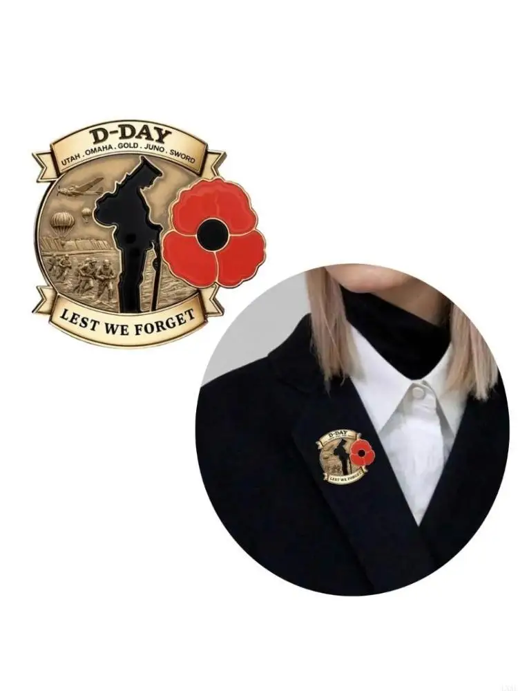  D Day Commemorative Brooch Pin WW2 Memorabilia Breastpin Decoration for Veterans