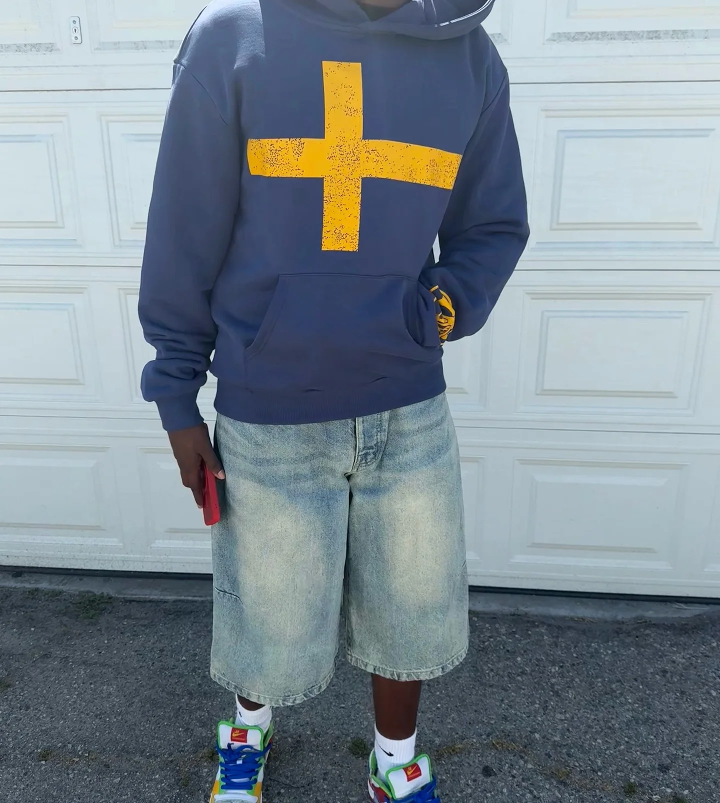 Yellow cross print hoodies men oversized sweatshirts y2k tops streetwear clothes harajuku couples tracksuit men clothing