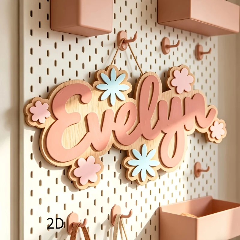 Personalized Floral Themed Name Room Sign, Customizable Pastel Flower Door Plaque, Nursery Bedroom Decor, Sweet Hanging Gift view 5