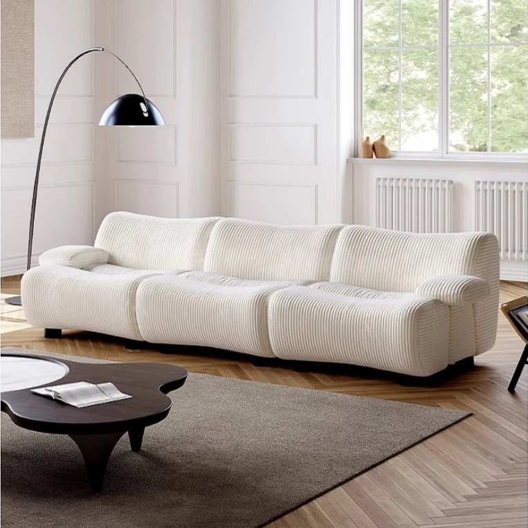 &c Sofa, French cream style living room straight row module combination bamboo section sofa, velvet fabric sofa