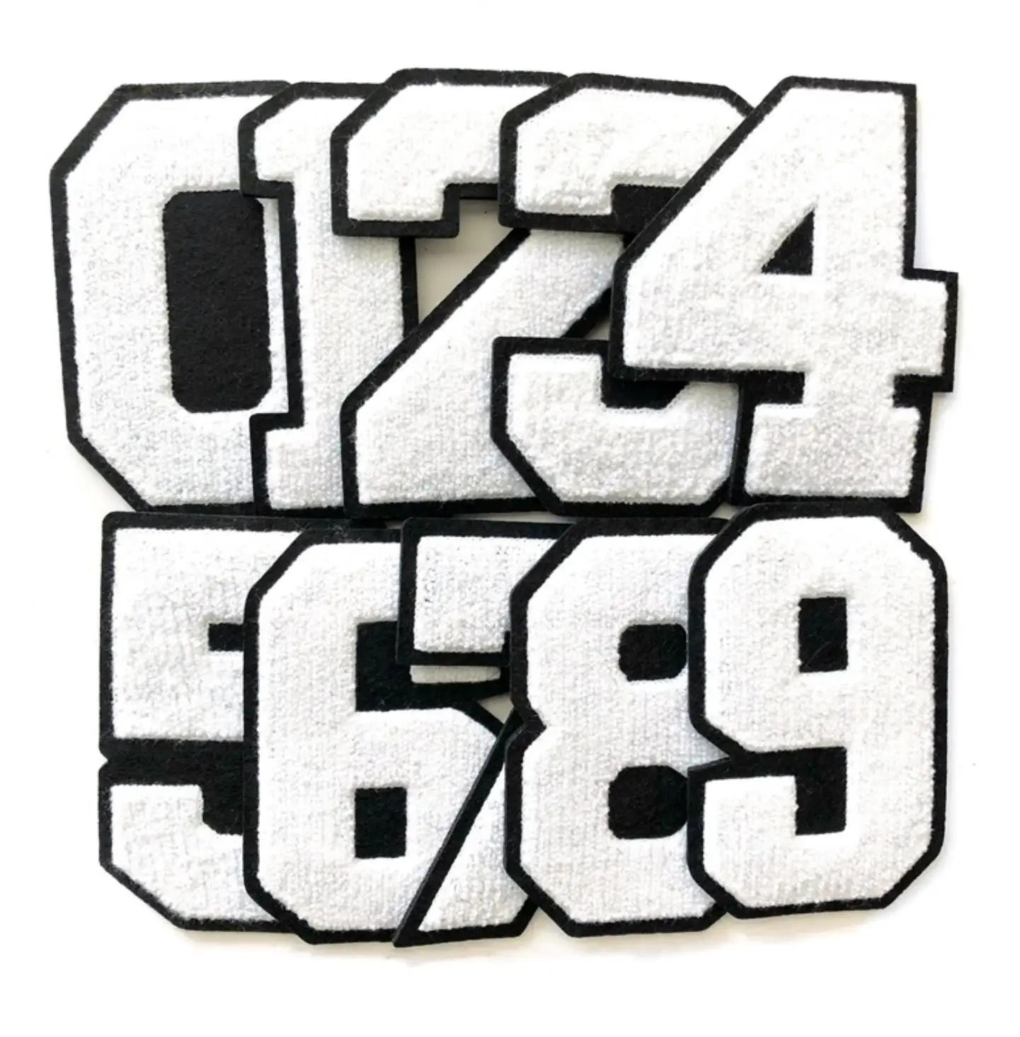 New Large White Digital Chenille Embroidered Sew On Patch Applique Diy Number Badge Patches For Clothing Bag Accessories