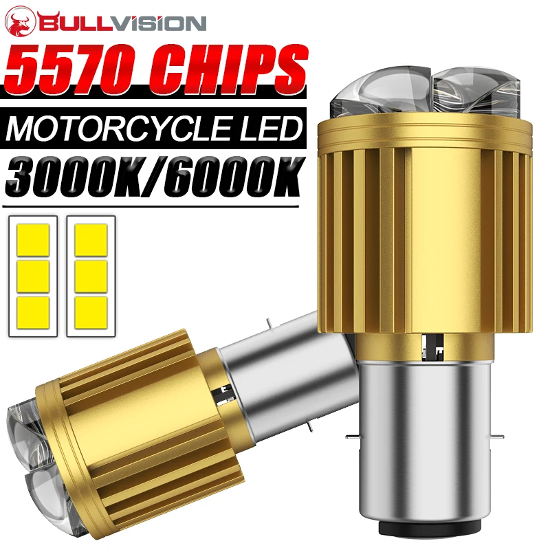 H4/P15D/BA20D LED 5570 CSP Motorcycle Headlight Bulb 6000K High Low Beam Light