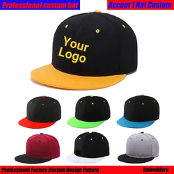 Customized Personalized Logo Hat Team Embroidery Printed Baseball Cap Dual Block Color Cap Fashion Outdoor Hip