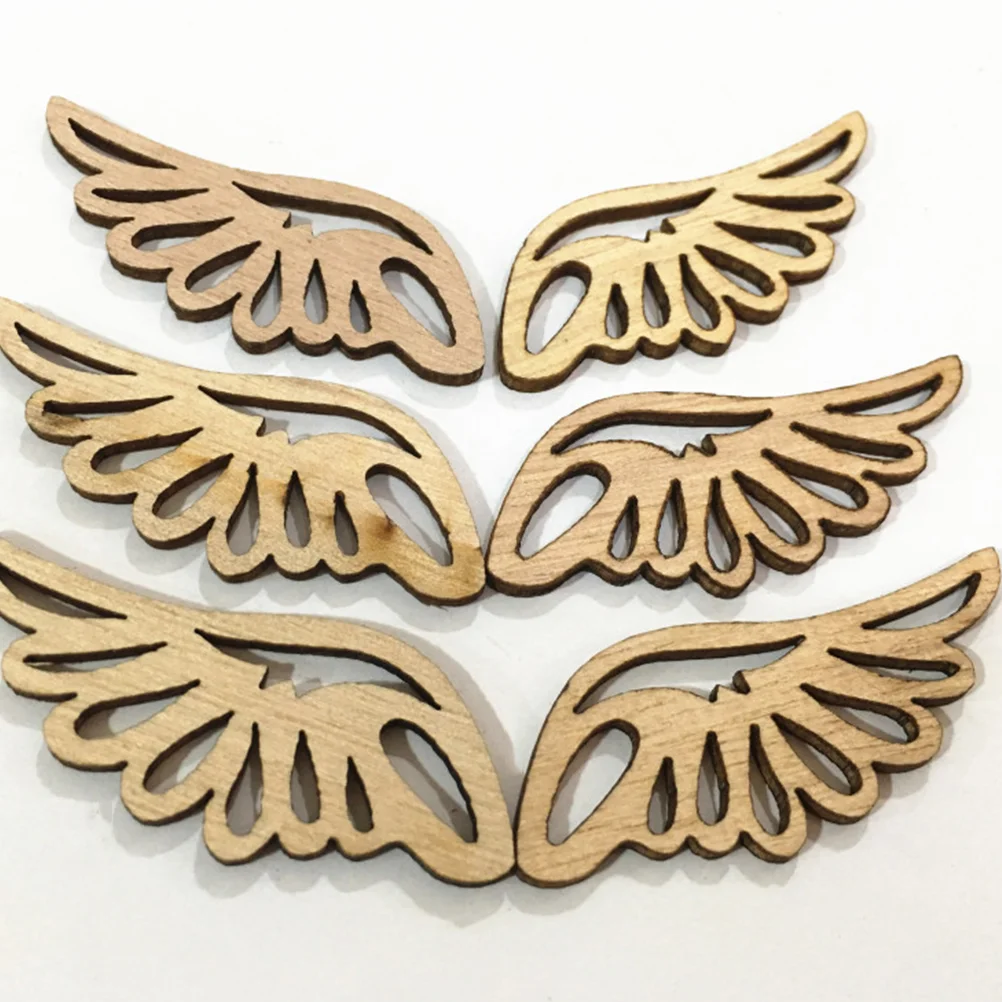 80 Pcs Wooden Wings CD Child Home Decor Mini Angel Wings for Crafts Wooden Unfinished Ornaments