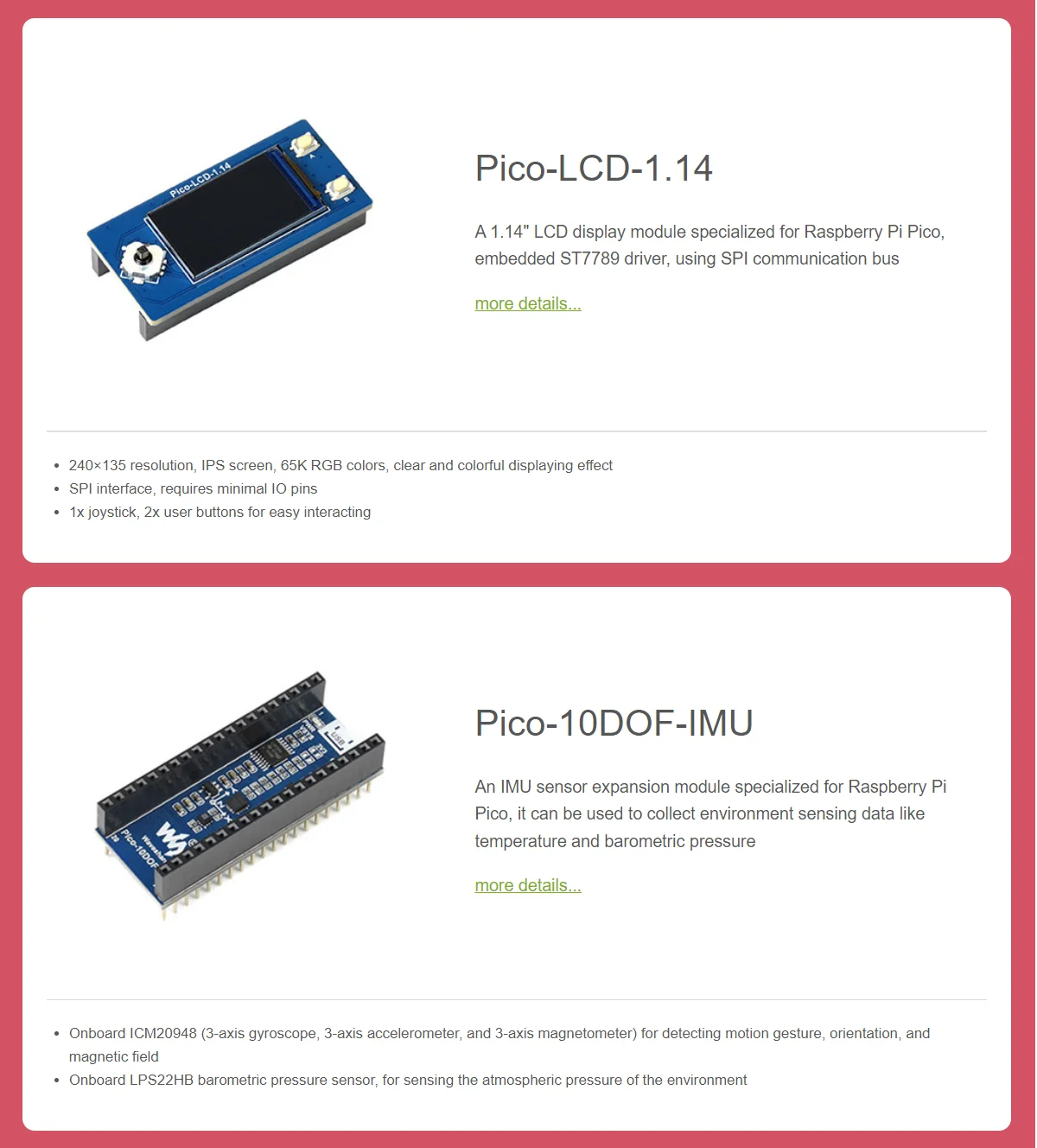 Imagem -04 - Kit de Avaliação Raspberry pi Pico tipo b Inclui Rpi Pico Mais Lcd a Cores Imu Sensor Expansor Gpio