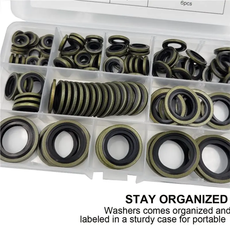 BMBY-للسباكة والسيارات وغسالات الزيت الميكانيكية مجموعة متنوعة من حشية الختم ذاتية التمركز (130 قطعة M6-M24)