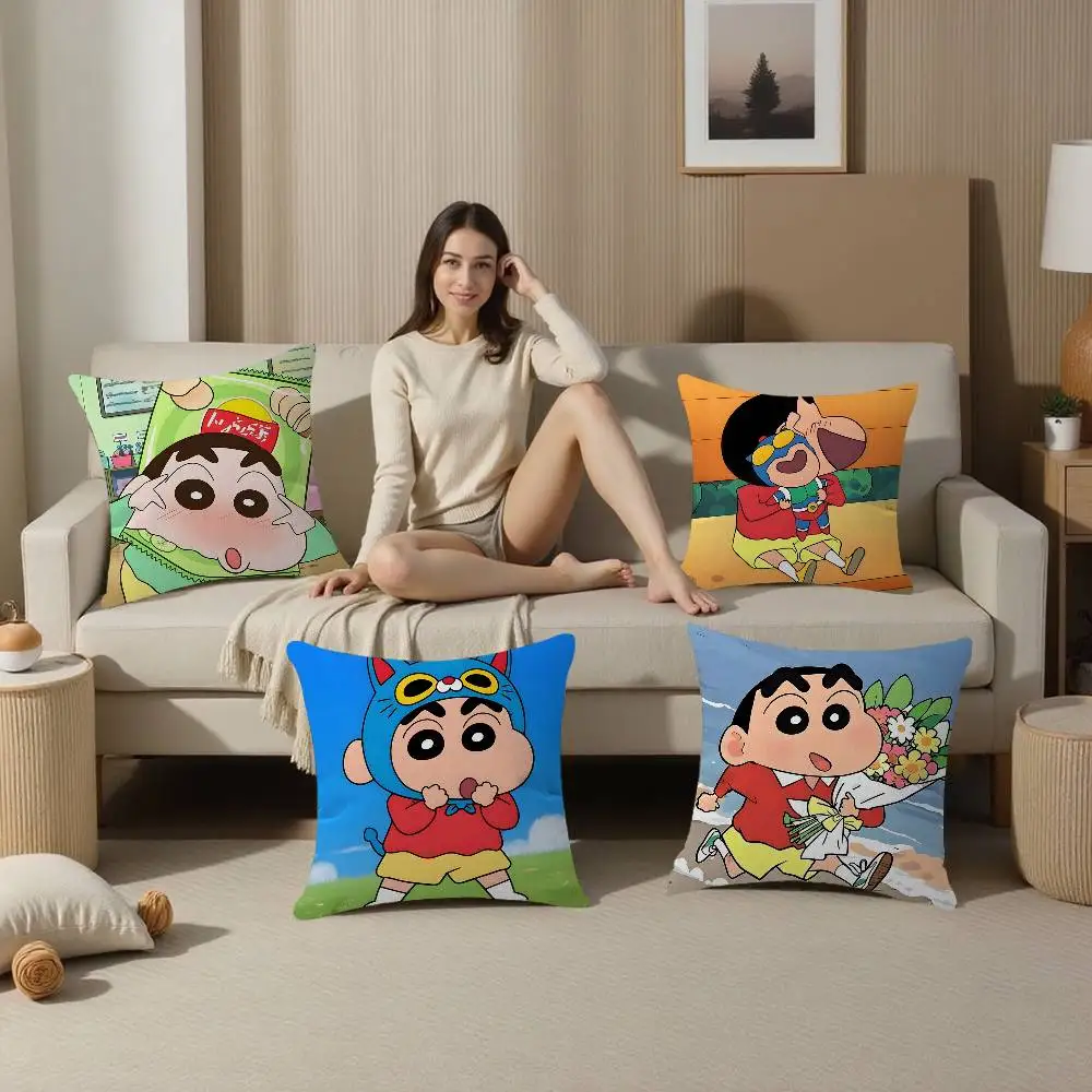 

Cartoon Kawaii Anime C-Crayon S-Shin-Chan Personalized Picture Text Home Decorative Pillows Household Gifts 45x45cm