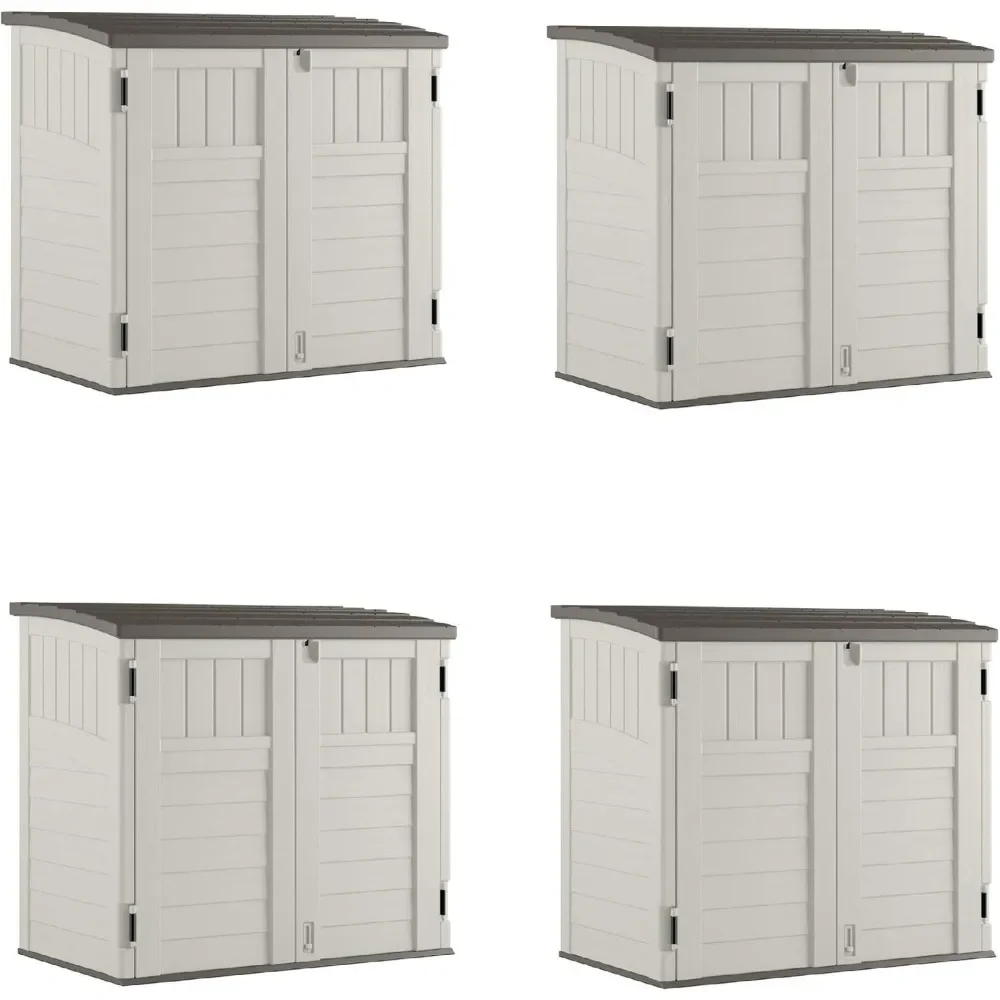 

34 Cubic Feet Horizontal Backyard Storage Stow Away Shed, Ivory (4 Pack)