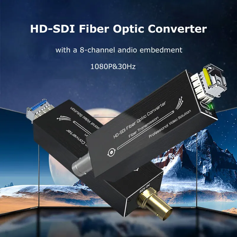 Ultra Mini HD SDI Fiber Optical Transceiver Video Extender 1080P&30HZ HD-SDI Over Fiber Converter Single Mode Single Fiber 20km