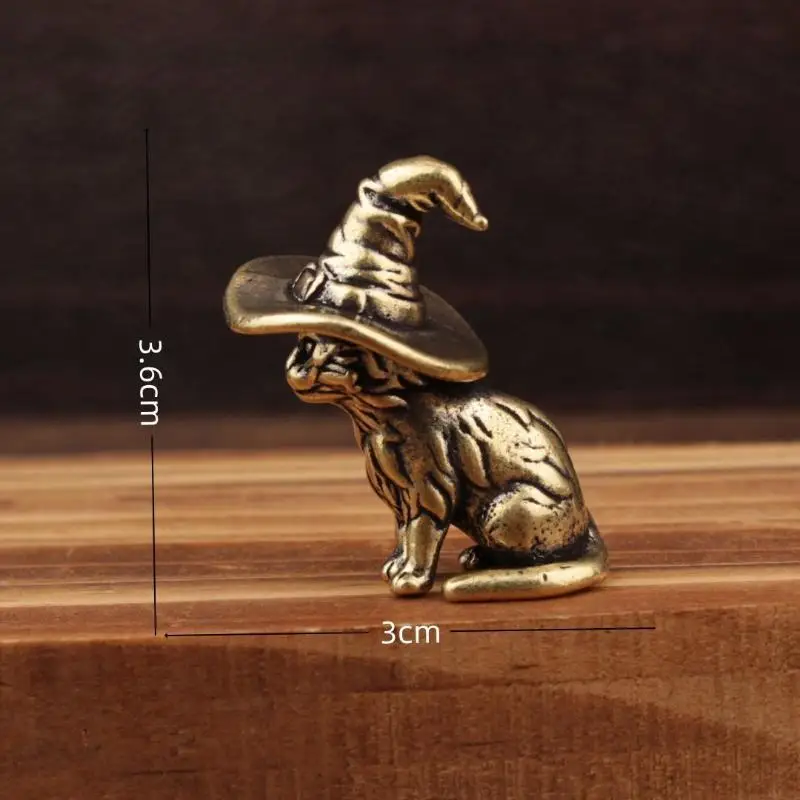 Alloy Witch Cat Figurine Vintage Finish Fine Carvings Perfect For Halloween Home Desktop Gothic Decor