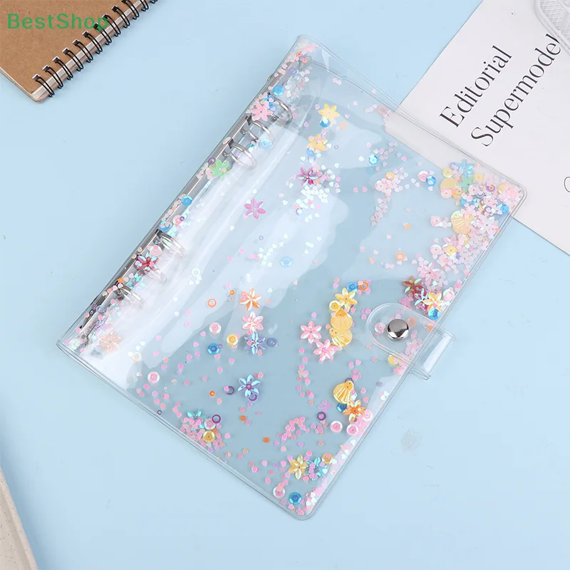 ★ ★ ★ A5 Glitter Bead Shell Trasparente Notebook Planner Organizer Raccoglitore Libri Custodia protettiva per notebook personale