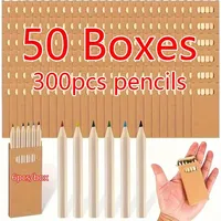 50 Box-300pcs 8.8CM Mini Drawing Colored Pencils Kawaii Kids Children Cute Wooden Colored Pencil for School Supplies Party Gift