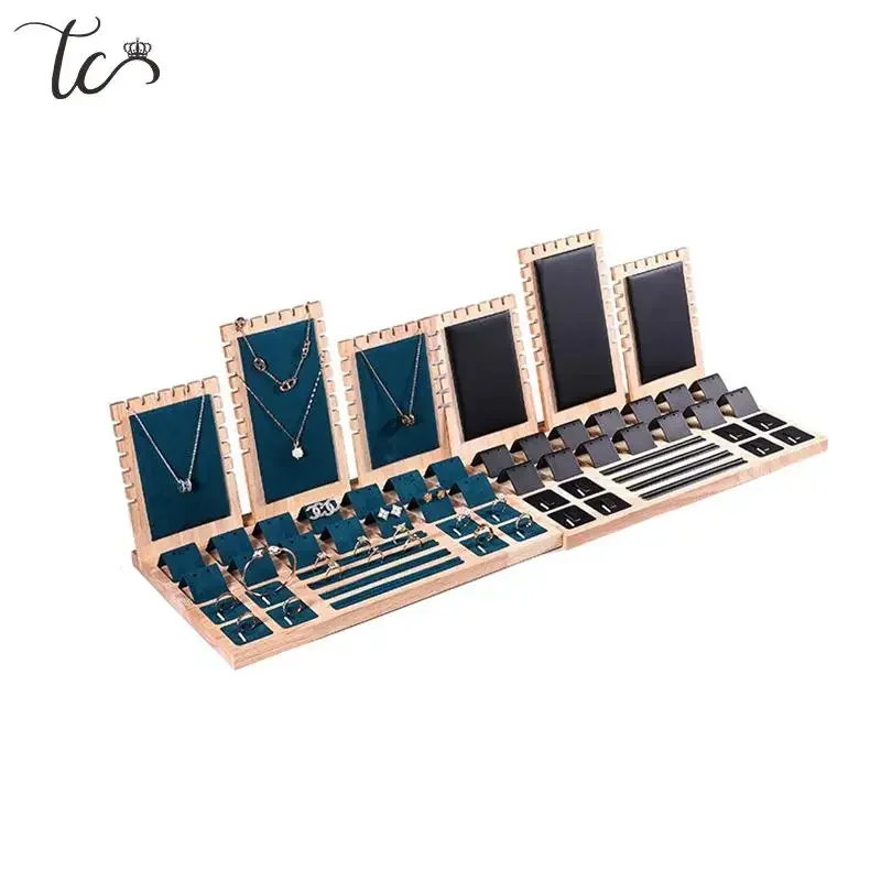 Solid Wood Jewelry Display Stand Necklace Pendant Ring Earrings Bracelet Storage Display Stand