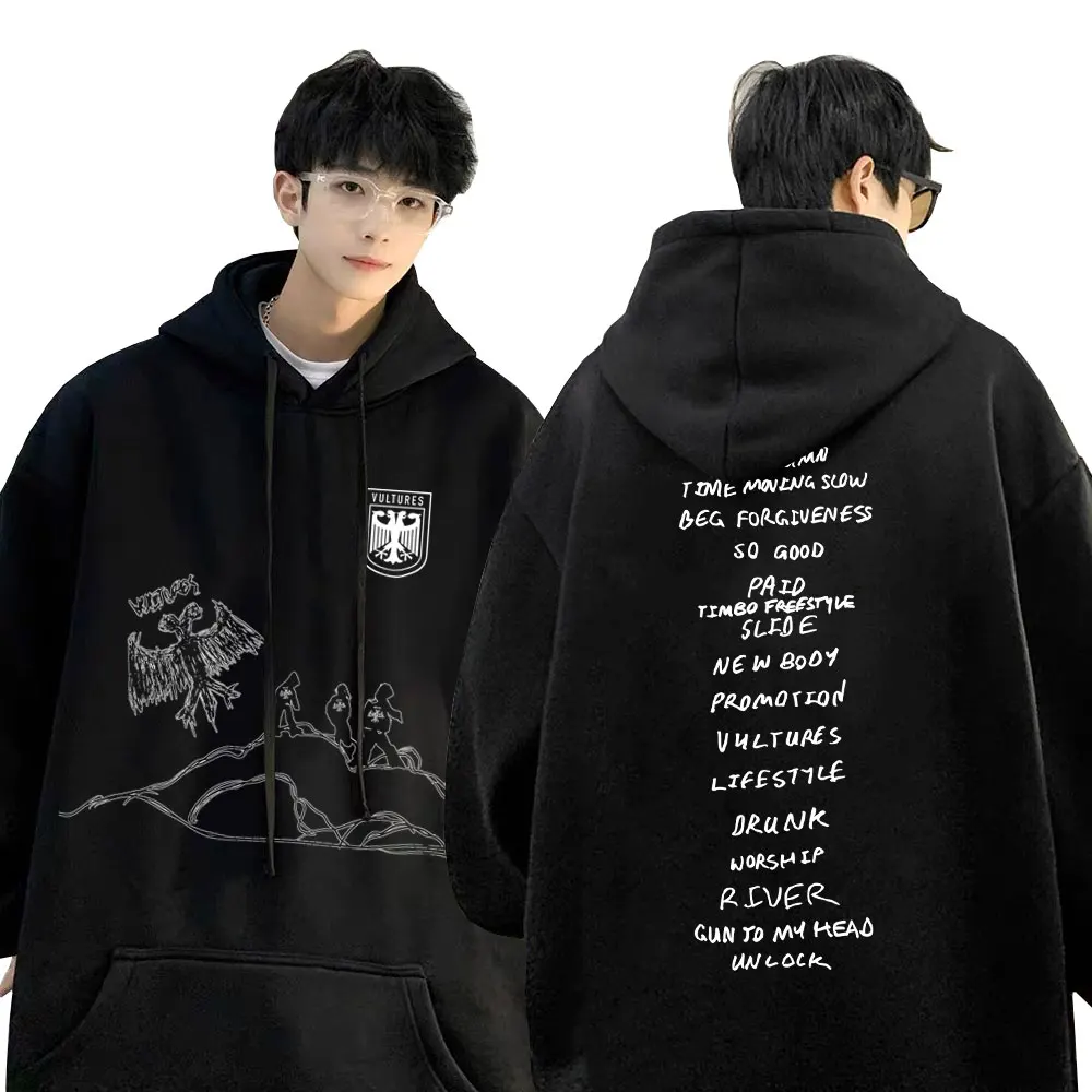 

Rapper Kanye West Vultures Graphic Print Hoodie Male Fleece Cotton Hoodies Pullover Men Women Hip Hop Oversized Hoode Sweatshirt