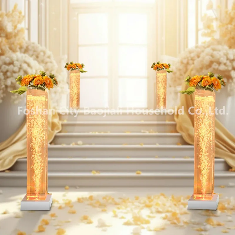 custom.Led Glowing Light Decoration Dancing Fountain Bubble Decorative Flowers Column Lamp Wedding Decorations