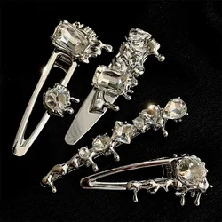 Unique Punk Lava Silver Hair Accessories Hairpins Spring Clips Rock Metal Spicy Girl Boutique 925 Silver Hairclips Side Clips
