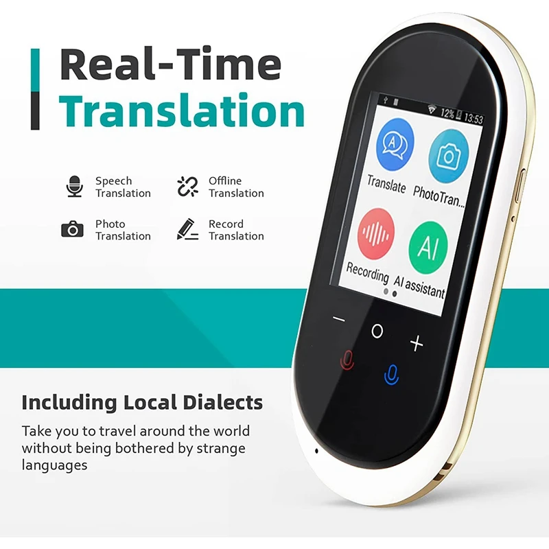 White Language Translator Two-Way Instant Translator Device 106 Languages Support Voice & Text & Offline