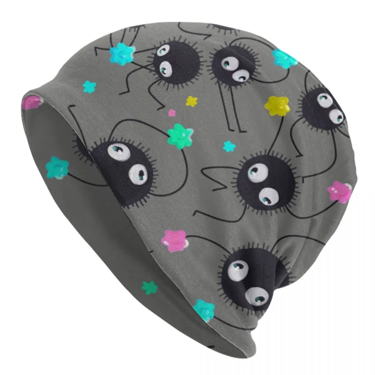 Gorros personalizados Kawaii Soot Sprites Totoro, gorro de punto fresco para otoño e invierno, gorros cálidos de Anime Manga Studio Ghibli Skullies