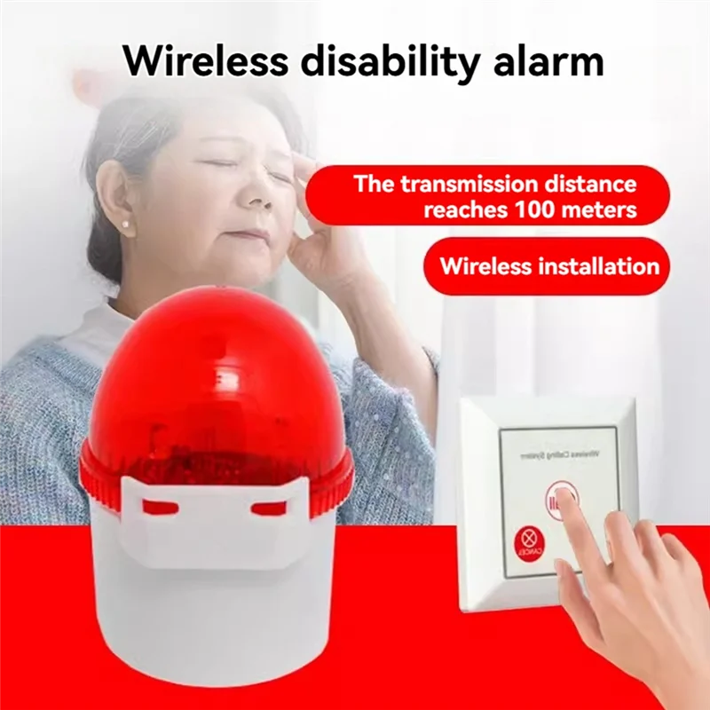 

FEDI-Caregiver Alarm SOS Button Wireless Sound And Light Alarm For Elderly Disabled Seniors Toilet Bathroom