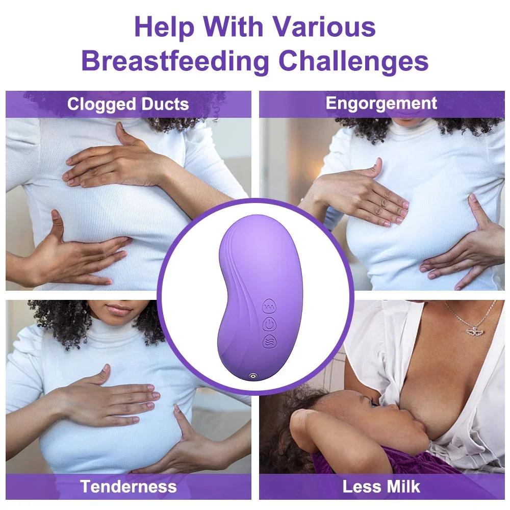 10 Massagemodi Brustmassagegerät Ultradünnes wärmendes Stillmassagegerät für die Brustvergrößerungspumpe für Frauen