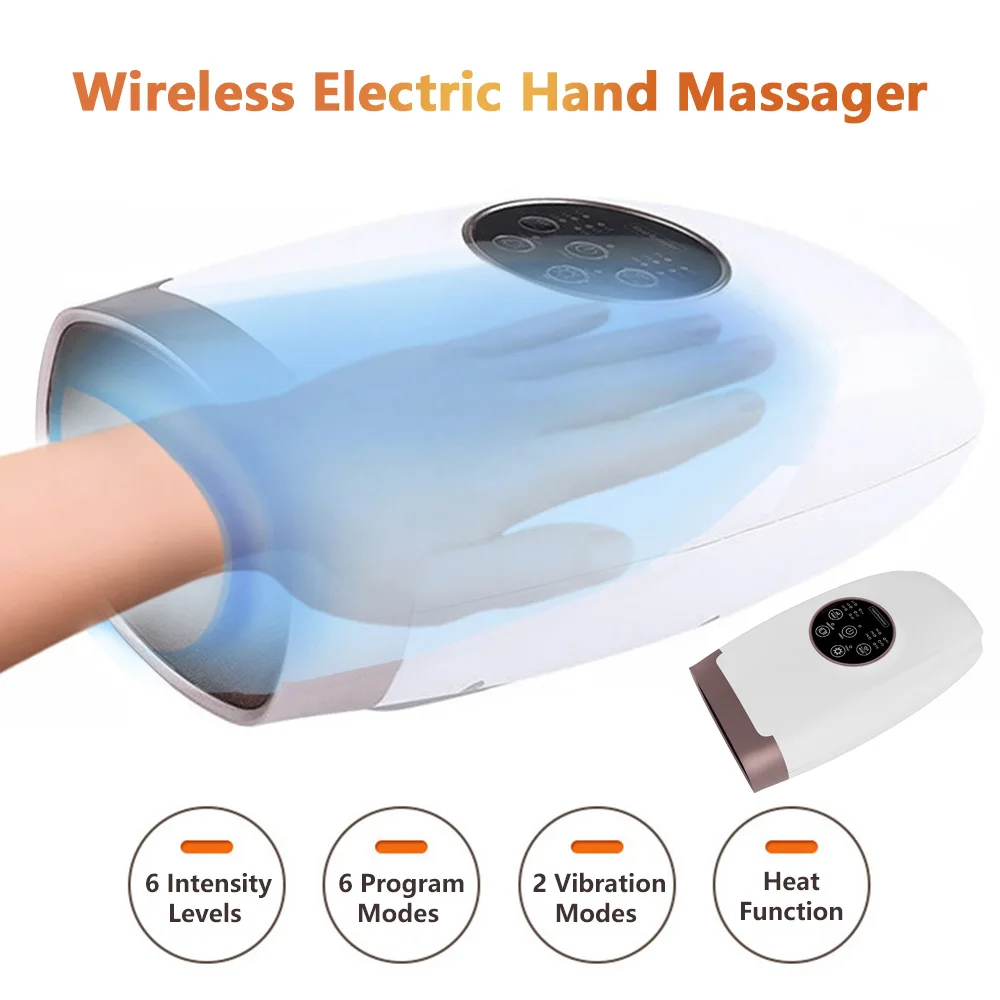 

Wireless Electric Hand Massager with Heating Air Compression Modes for Hands Arthritis Pain Relief Finger Numbness