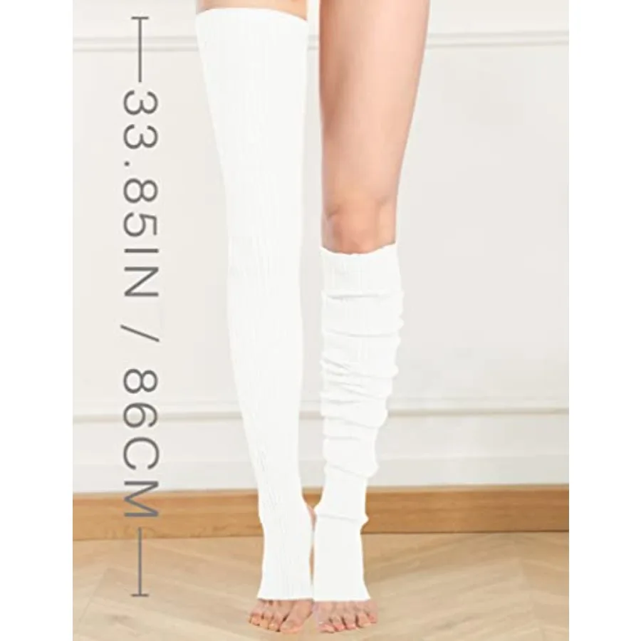 V28 Dames Meisjes Dij Hoge Neon Geribbelde Lange Jaren '80 Jaren '90 Feest Schaatsen Beenwarmers voor Dansvoorstellingen Concertoutfits en Retro