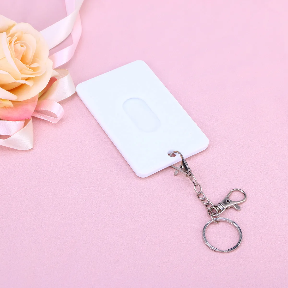 

Creative Cartoon Double Sided Plastic Id Card Badge Holder Case with Key Ring Lanyard for Bus Subway Credit Name Card Office