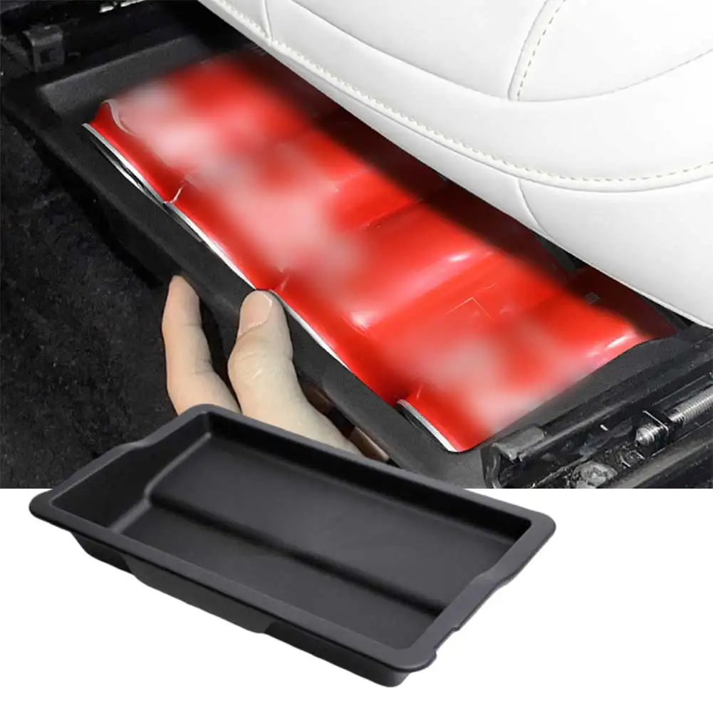 Organizador de caja de almacenamiento debajo del asiento para XPeng para G6 (2023-2025), bandeja de almacenamiento oculta de TPE impermeable, organizador de coche Push Pull negro