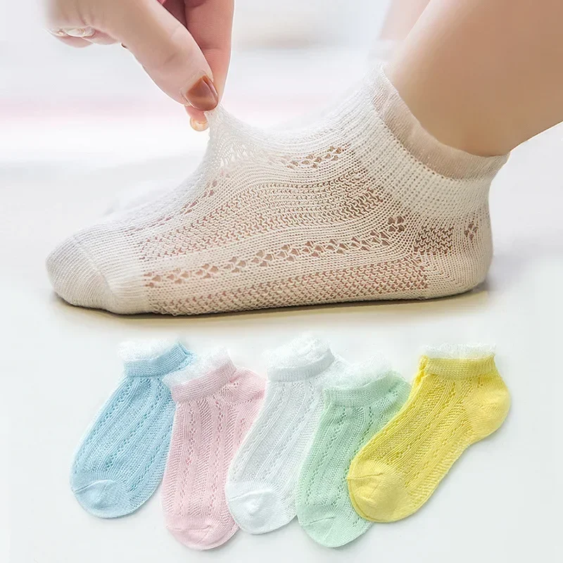 Children Short Socks 5 Pairs / Lot Laciness Beautiful 1-10 Years Colorful Summer Thin Cotton Socks 5 Assorted Girls Cute Socks