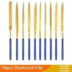 Needle Files Set 10PCS, 3x140mm, for Jewelers, Diamond Carving, Metal, Glass and Stone Crafts, Hand Tool