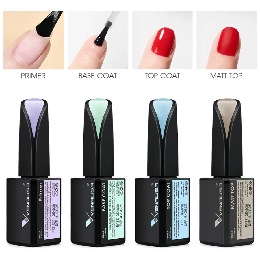Venalisa 15ml Matt Top Coat Gel Varnish Full Coverage Semi-Permanent Nail Gel Lacquer Professional Nail Art Pigment
