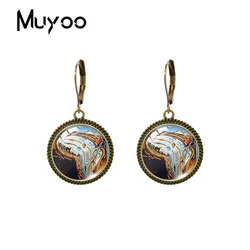 2023 New Salvador Dali Art Dangle Earring Vintage Earrings Melting Clock Painting Round Glass Dome Handmade Jewelry