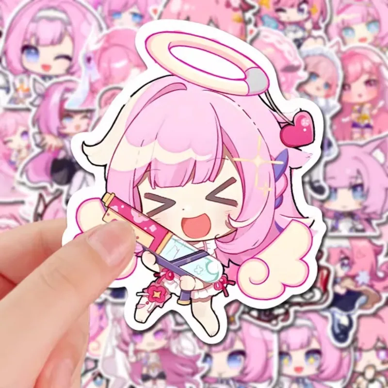 10/58Pcs Anime Game Honkai Impact 3rd Elysia Kawaii Cartoon Expression Stickers Phone Suitcase Skateboard Motorcycle Decal