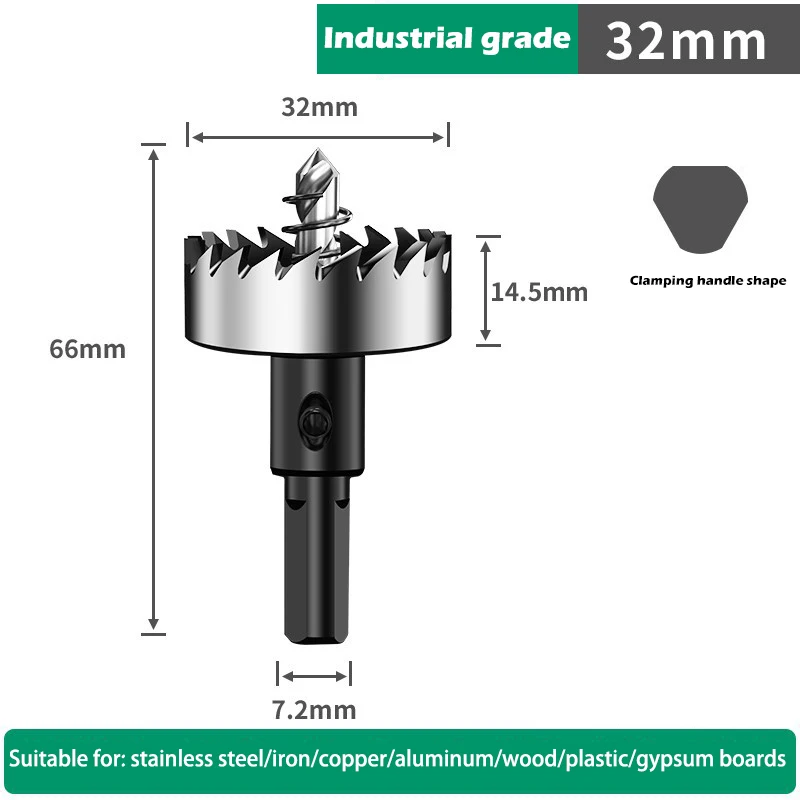 Gatenzaagset 12-100 mm harde metalen boren Zware gatopener Gatsnijder voor metaal Roestvrij staal Ijzer Hout Kunststof enz.