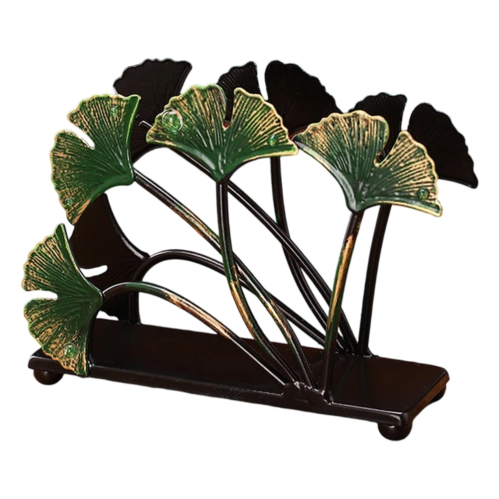 Decorative Paper Towel Holder with Iron Leaf Design for Home Kitchen Office or for hotel Use Bronzed Green Gold Sliver 15x11.5x5