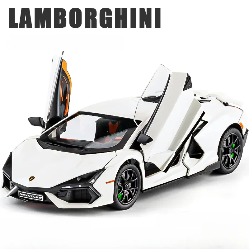 Simualtion 1:24 Lamborghini Revuelto Super Car Model with Sound Light Children Boy Diecast Toy Vehicle Collection Miniature