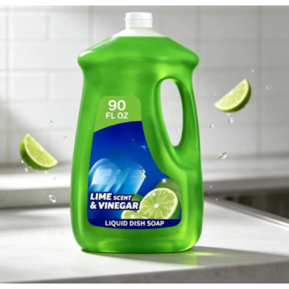 Ultra Concentrated Liquid Dish Soap Vinegar and Lime Scent Sparkling Clean Dishes Large 90 fl oz Bottle Dishwashing Detergent for Kitchen Sink Hand Wash