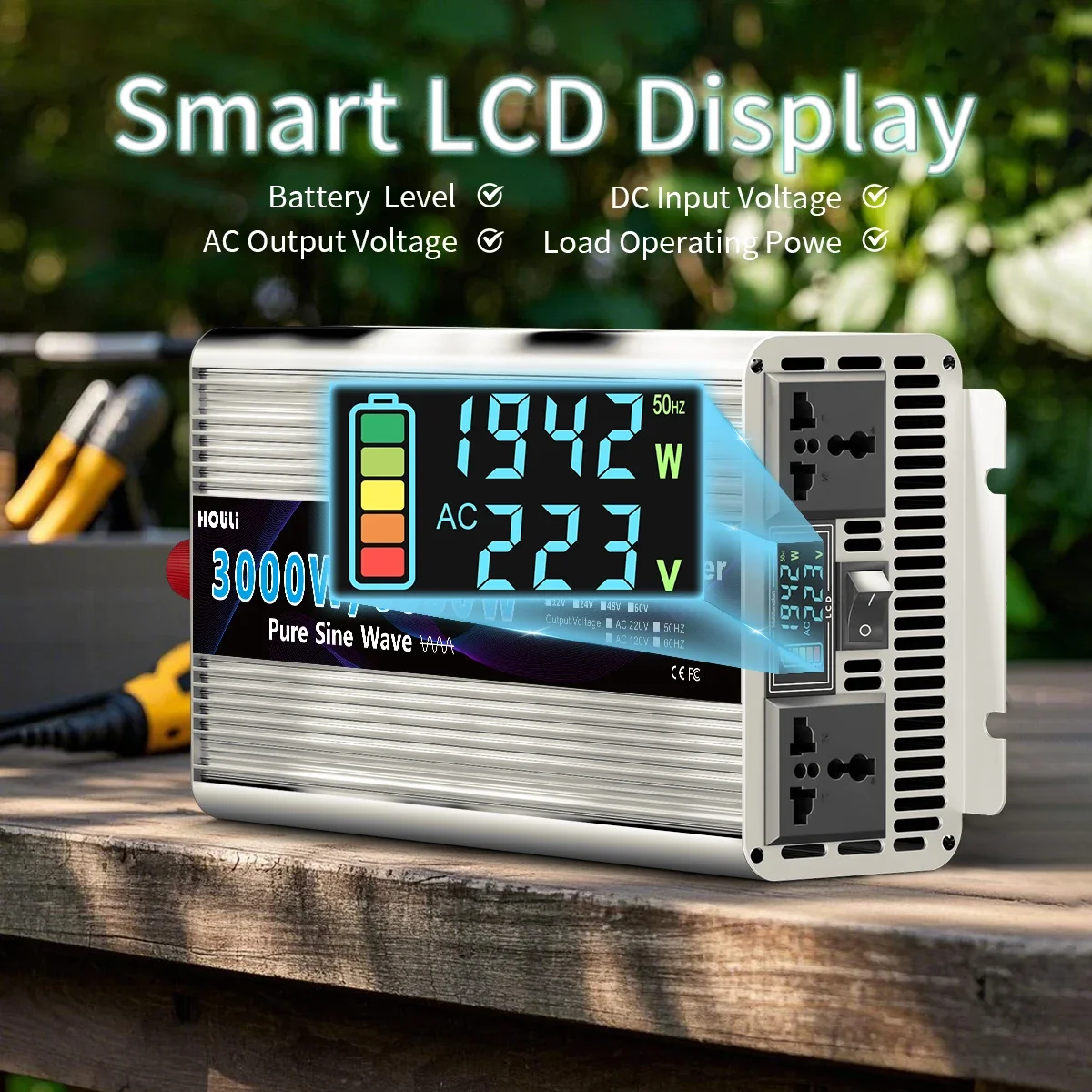 【2026】HOULI 2000W~8000W Pure Sine Wave Inverter | 12V/24V DC To 220V AC Converter For Car RV Solar System